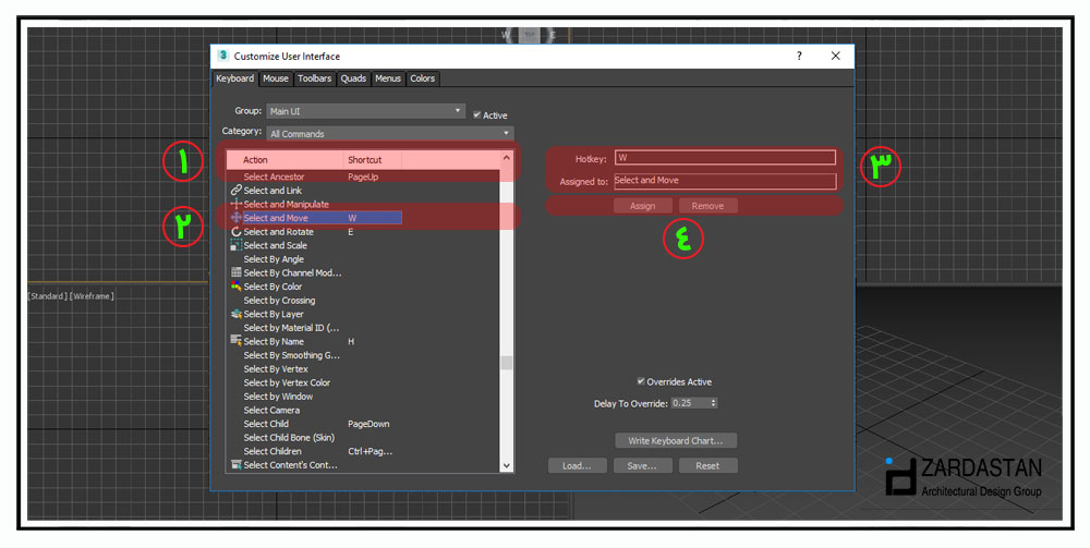 تنظیمات کلید های میانبر 3dmax تنظیمات کلید های میانبر 3dmax