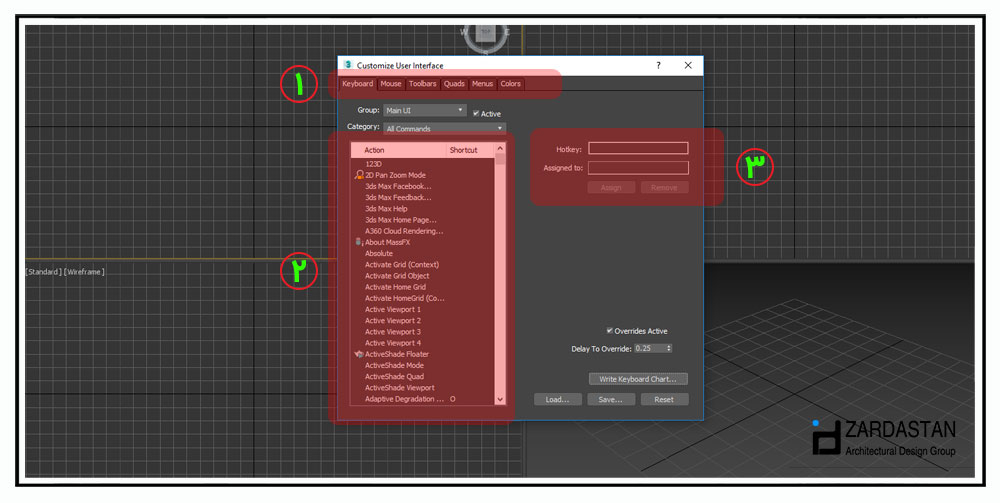 لیست کلید های میانبر تری دی مکس لیست کلید های میانبر تری دی مکس