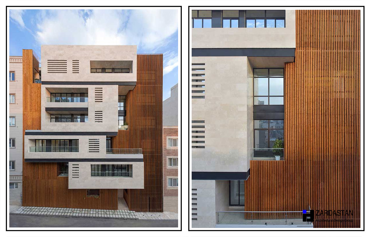 طراحی نما ساختمان مسکونی با چوب