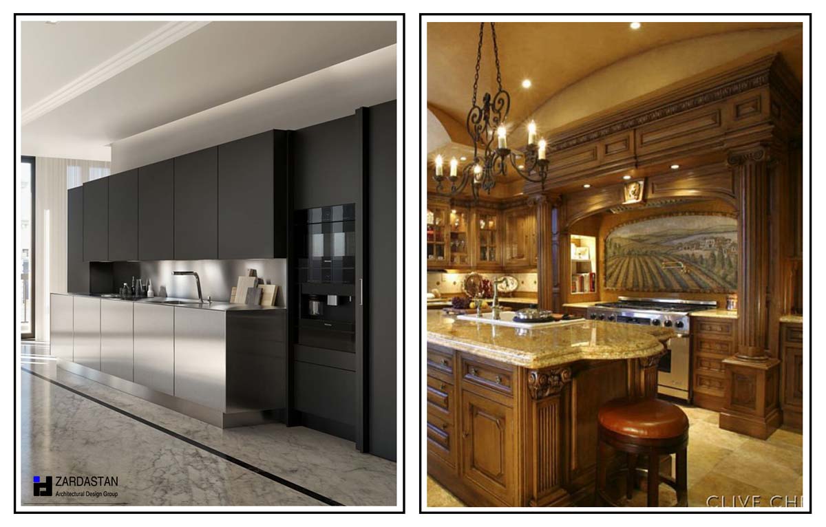 طراحی کابینت آشپزخانه کلاسیک و مدرن