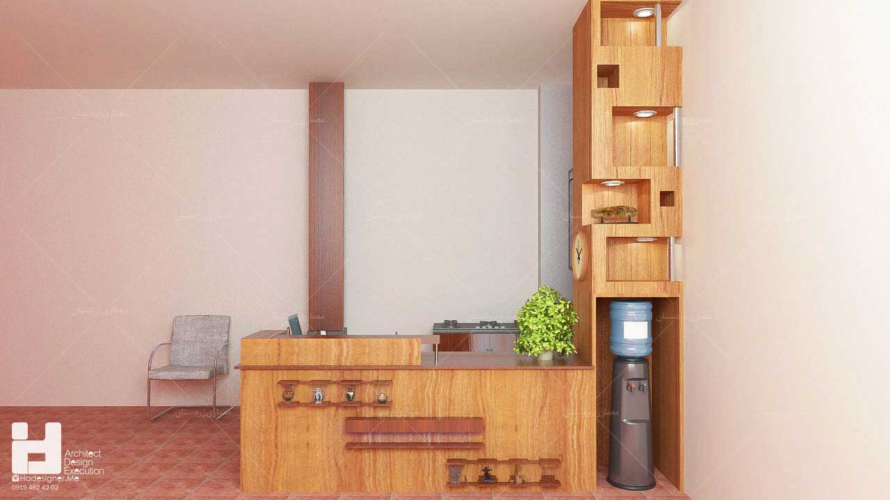 ترکیب اتاق منشی و آشپزخانه دفتر