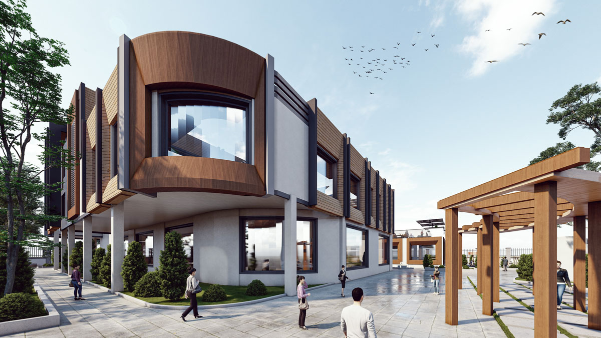 پروژه دانشجویی معماری مجتمع تجاری