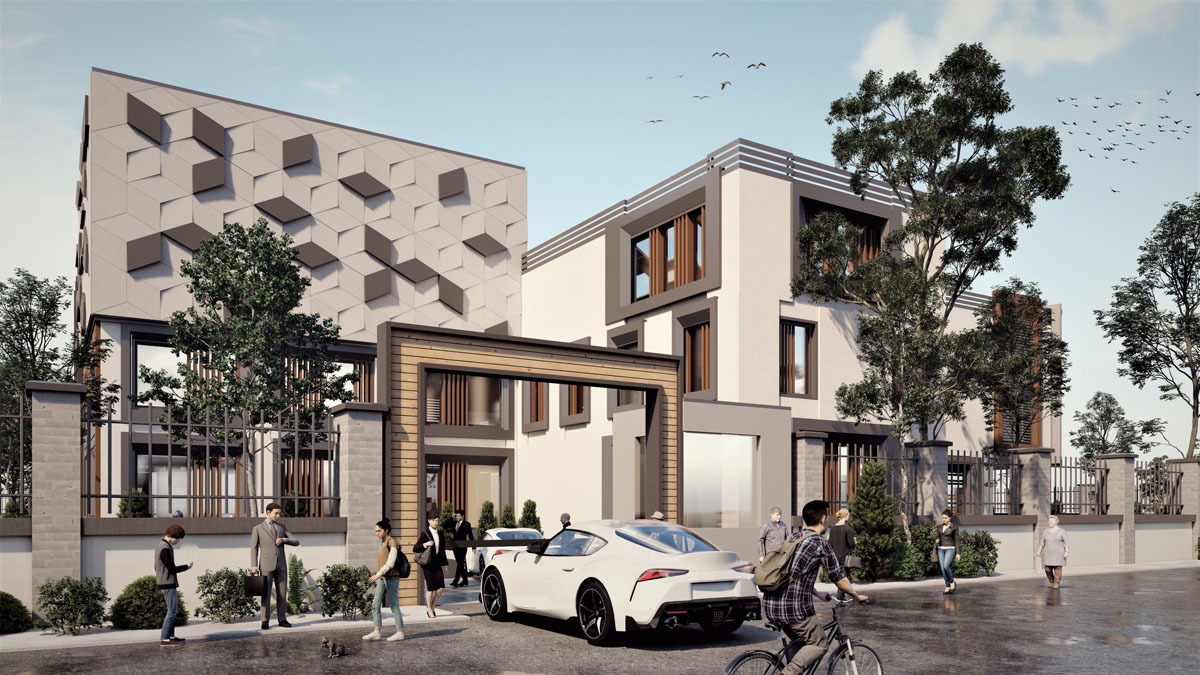 پروژه دانشجویی معماری مجتمع تجاری