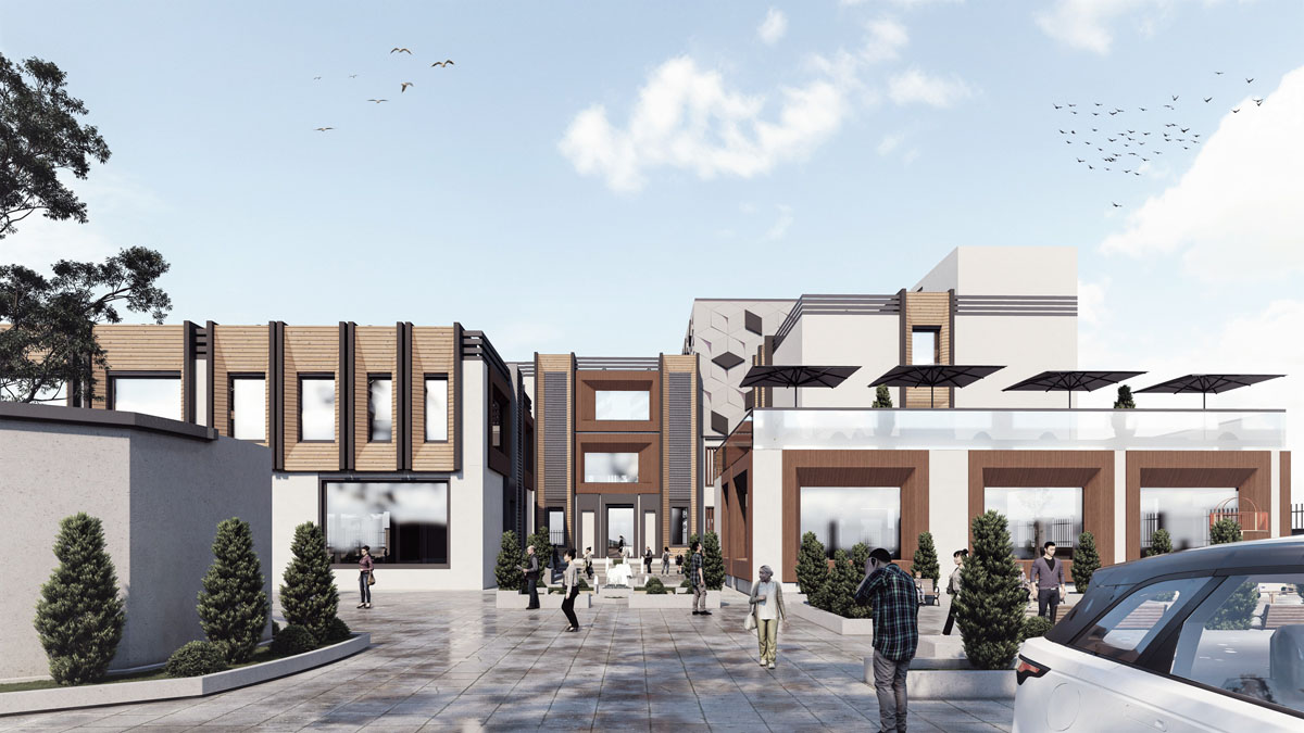 پروژه دانشجویی معماری مجتمع تجاری