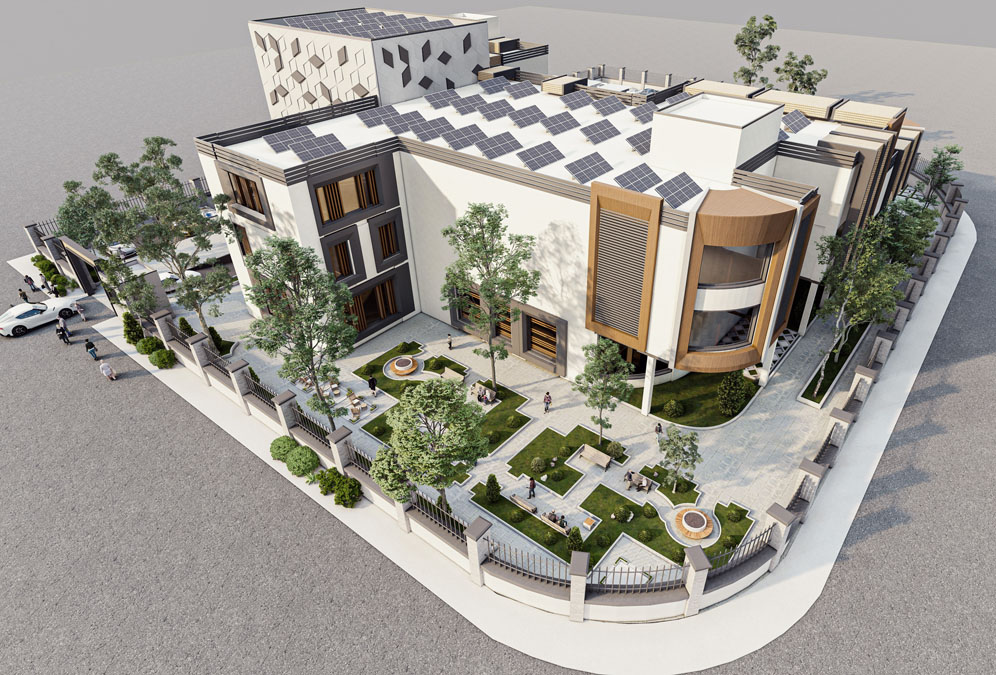 پروژه دانشجویی معماری مجتمع تجاری