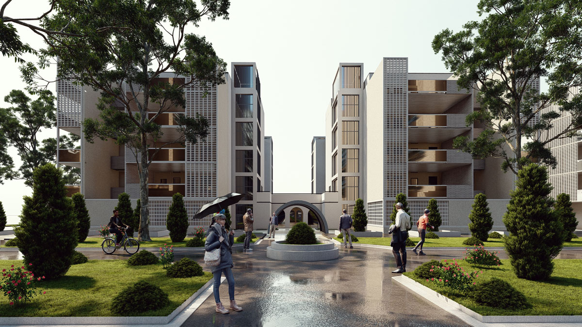 پروژه دانشجویی معماری مجتمع مسکونی